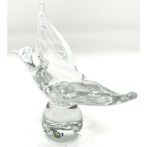 FM Ronneby Konstglas Art Crystal MCM Sea Gull Sculpture Paperweight B-917 Signed